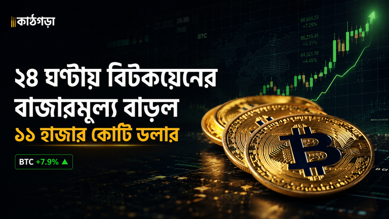 একদিনেই বিটকয়েনের বাজারমূল্য বাড়ল ১১ হাজার কোটি ডলারের বেশি
